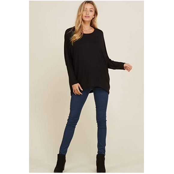 LARSON DOLMAN SLEEVE LOOSE SOFT TOP SHIRT BLACK - Picture 2 of 3